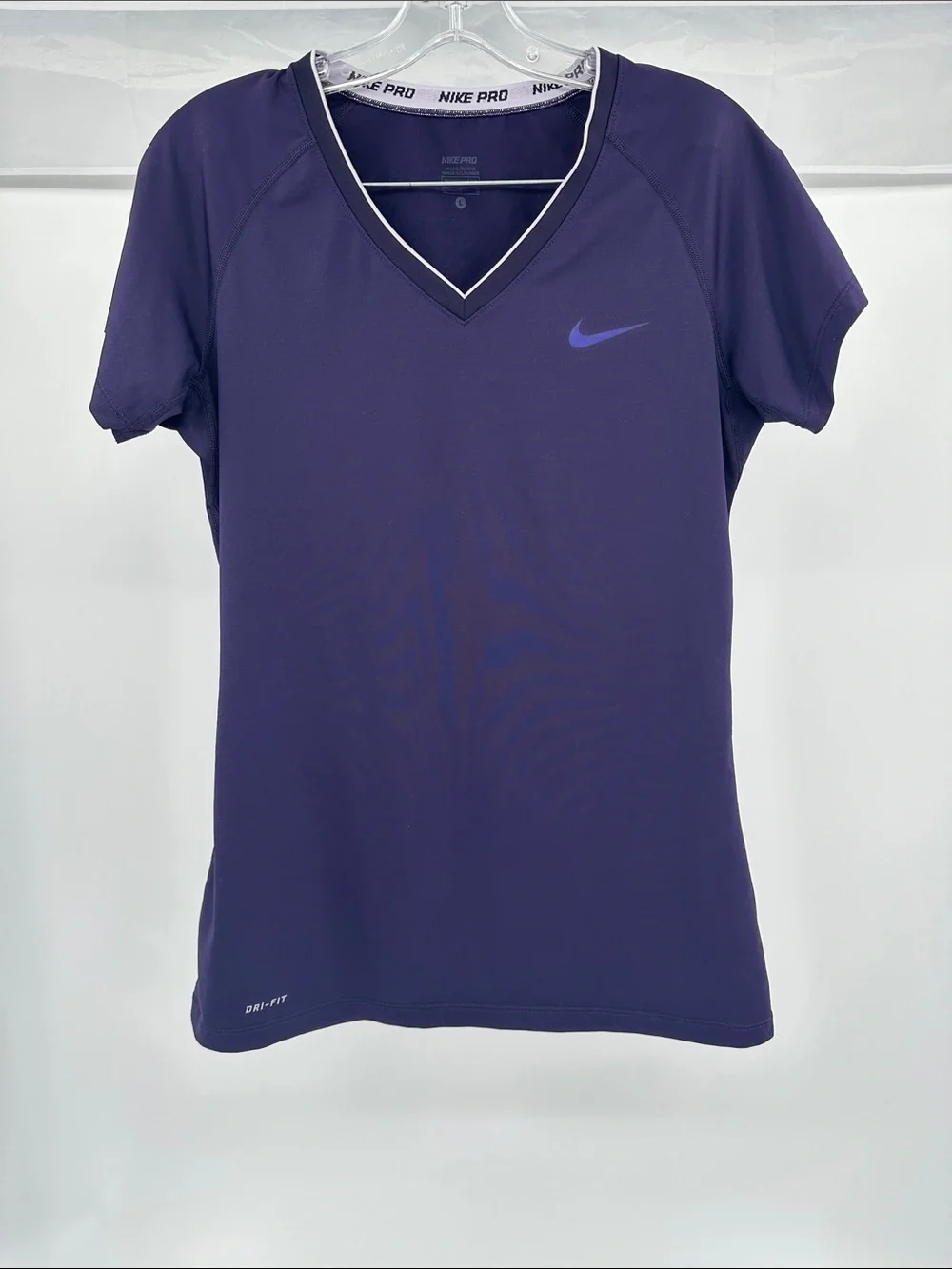 Nike Purple V-Neck Short Sleeve Performance Tee